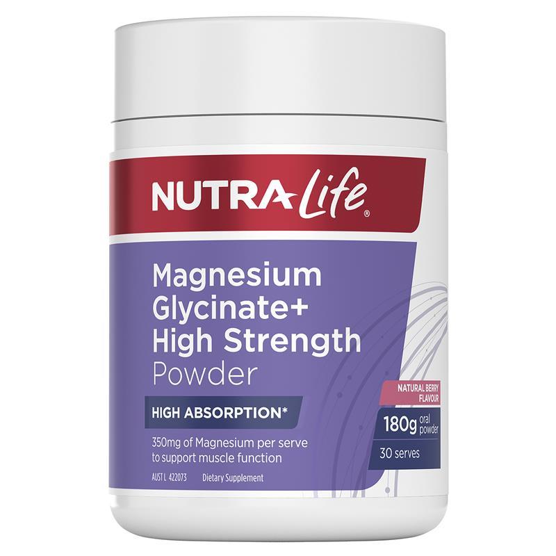 Load image into Gallery viewer, Nutra-Life Magnesium Glycinate+ High Strength Powder Berry 180g
