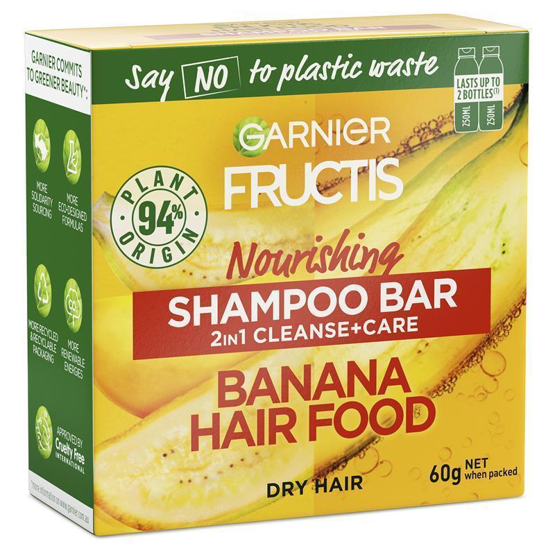 Load image into Gallery viewer, Garnier Fructis Banana Hair Food 2 In 1 Shampoo Bar 60g
