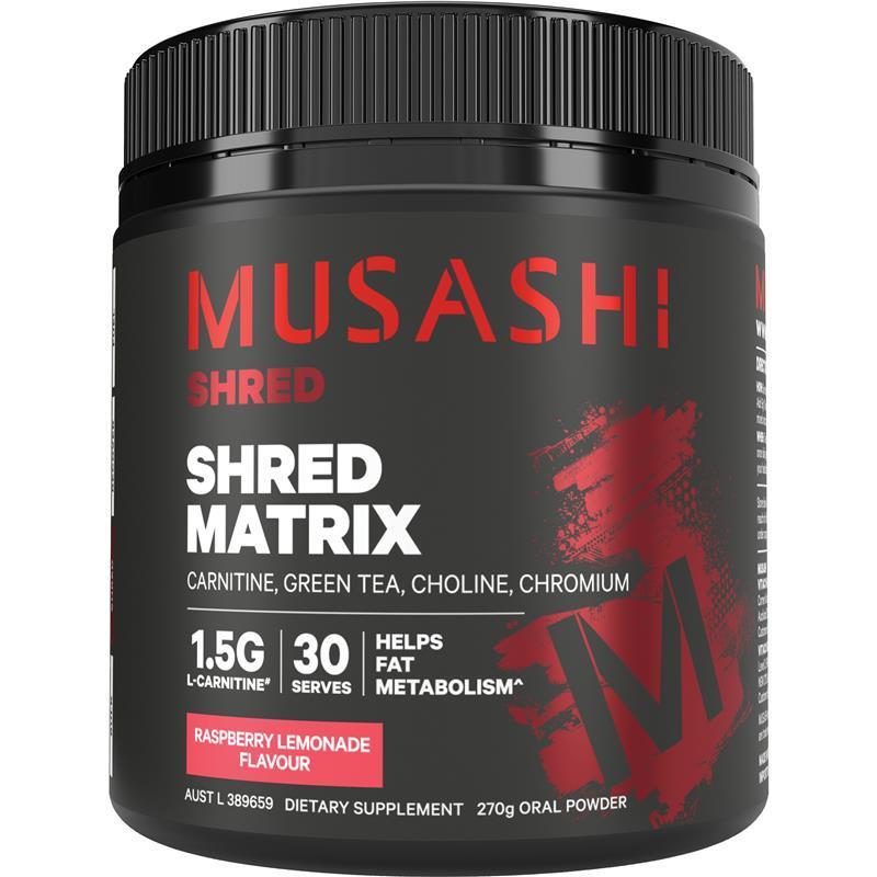 Load image into Gallery viewer, Musashi Shred Matrix Powder Raspberry Lemonade 270g
