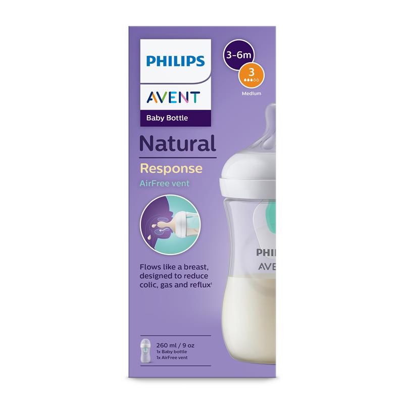 Load image into Gallery viewer, Avent Natural Response Feeding Bottle with AirFree Vent 260ml
