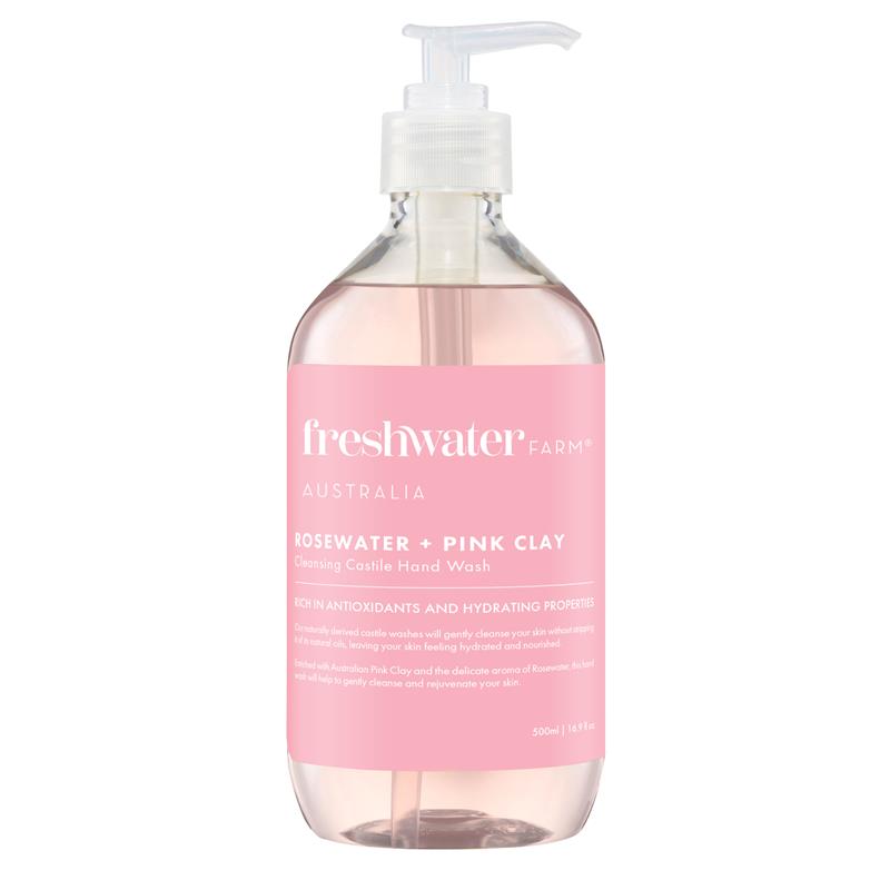 Load image into Gallery viewer, Freshwater Farm Australia Rosewater + Pink Clay Cleansing Castile Hand Wash 500ml
