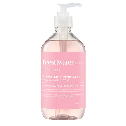 Freshwater Farm Australia Rosewater + Pink Clay Cleansing Castile Hand Wash 500ml