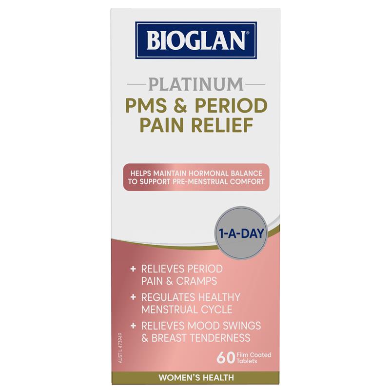 Load image into Gallery viewer, Bioglan Platinum PMS &amp; Period Pain Relief 60 Tablets
