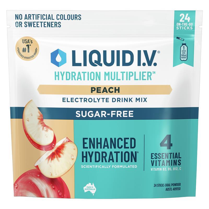 Load image into Gallery viewer, Liquid IV Hydration Sugar Free Peach 24 Sachets
