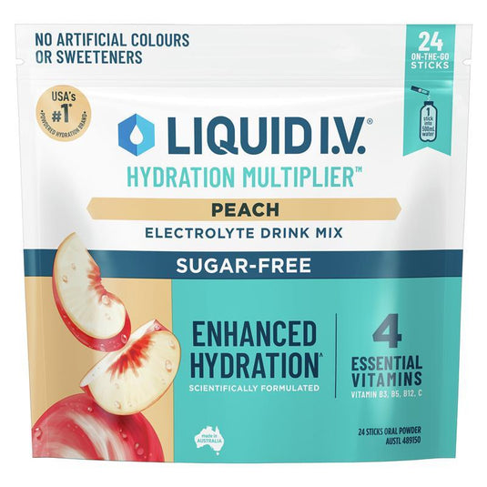 Liquid IV Hydration Sugar Free Peach 24 Sachets