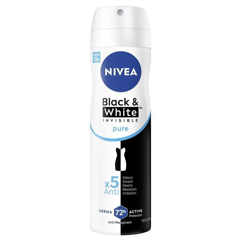 Load image into Gallery viewer, NIVEA Black &amp; White Invisible Pure Aerosol Deodorant 72H Protection 150ml
