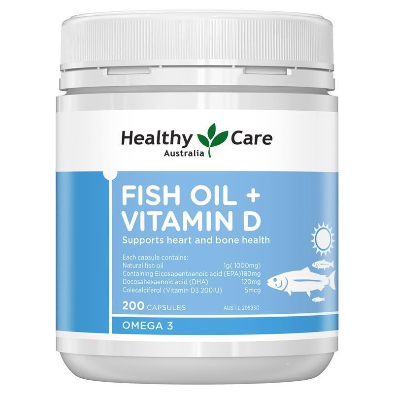 Load image into Gallery viewer, Healthy Care Fish Oil + Vitamin D 200 Capsules
