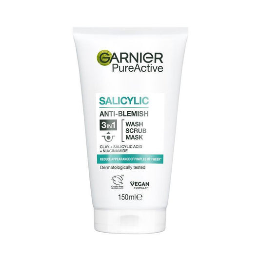 Garnier SkinActive Pure Active 3 in 1 Wash, Scrub & Mask 150mL
