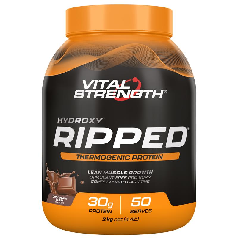 Load image into Gallery viewer, Vital Strength Hydroxy Ripped Thermogenic Protein Powder Chocolate 2kg
