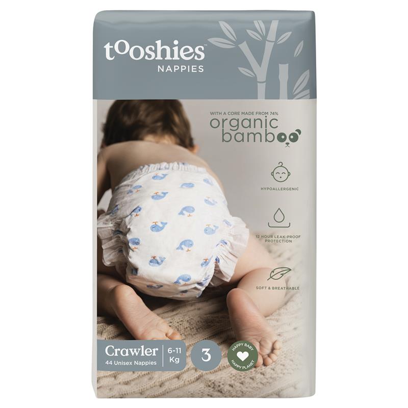 Load image into Gallery viewer, Tooshies Eco Nappies with Organic Bamboo Size 3 Crawler 6-11kg, 44 Pack
