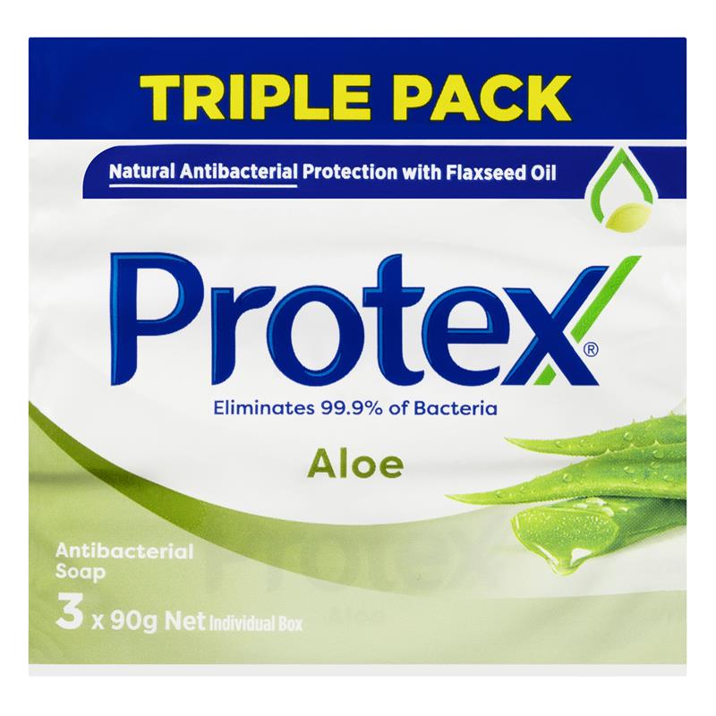 Load image into Gallery viewer, Protex Antibacterial Soap Bar Aloe 3 x 90g Pack
