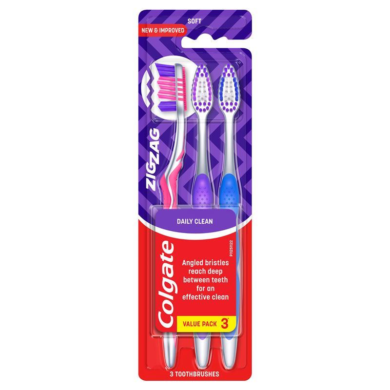 Load image into Gallery viewer, Colgate Toothbrush Zig Zag Daily Clean Soft Value 3 Pack
