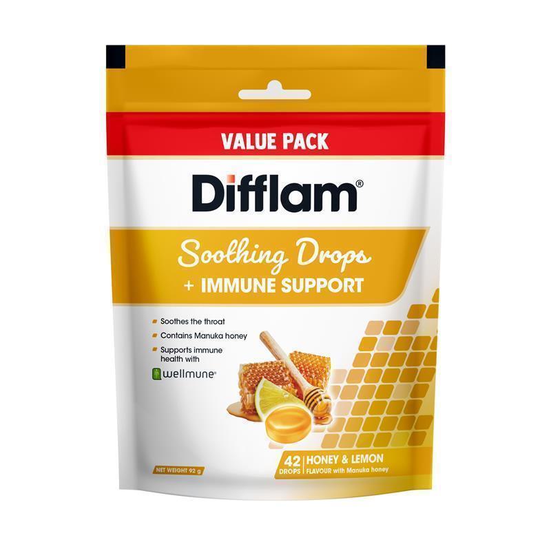 Load image into Gallery viewer, Difflam Soothing Drops + Immune Support Honey &amp; Lemon 42 Drops
