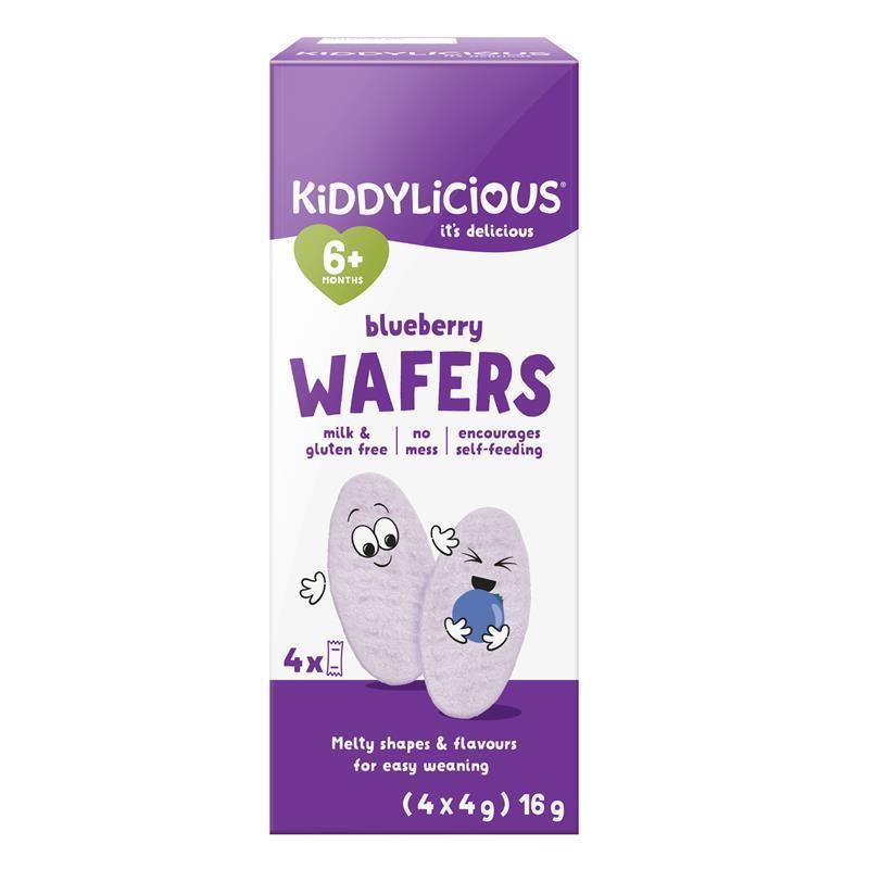 Load image into Gallery viewer, Kiddylicious Wafers Blueberry 4 X 4g Pack
