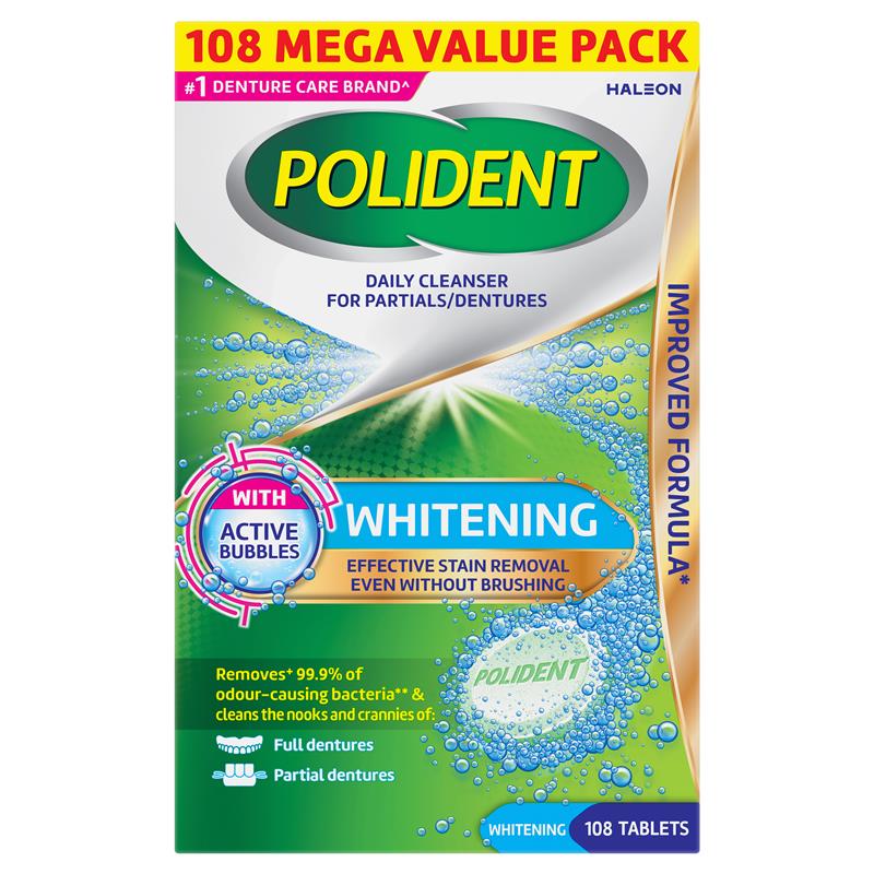 Load image into Gallery viewer, Polident Whitening Denture Cleanser 108 Tablets Exclusive Size
