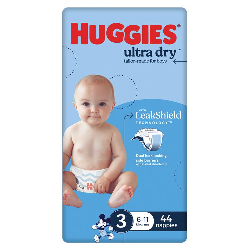 Load image into Gallery viewer, Huggies Ultra Dry Nappies Size 3 Boy 6-11kg Bulk 44 Pack
