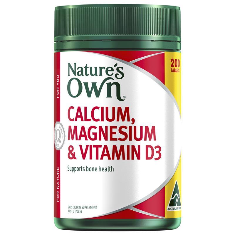 Load image into Gallery viewer, Nature's Own Calcium and Magnesium with Vitamin D3 200 Tablets Exclusive Bulk Size
