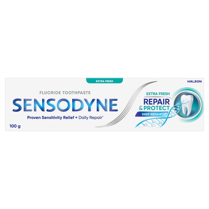 Load image into Gallery viewer, Sensodyne Sensitive Teeth Pain Repair &amp; Protect Extra Fresh Toothpaste 100g
