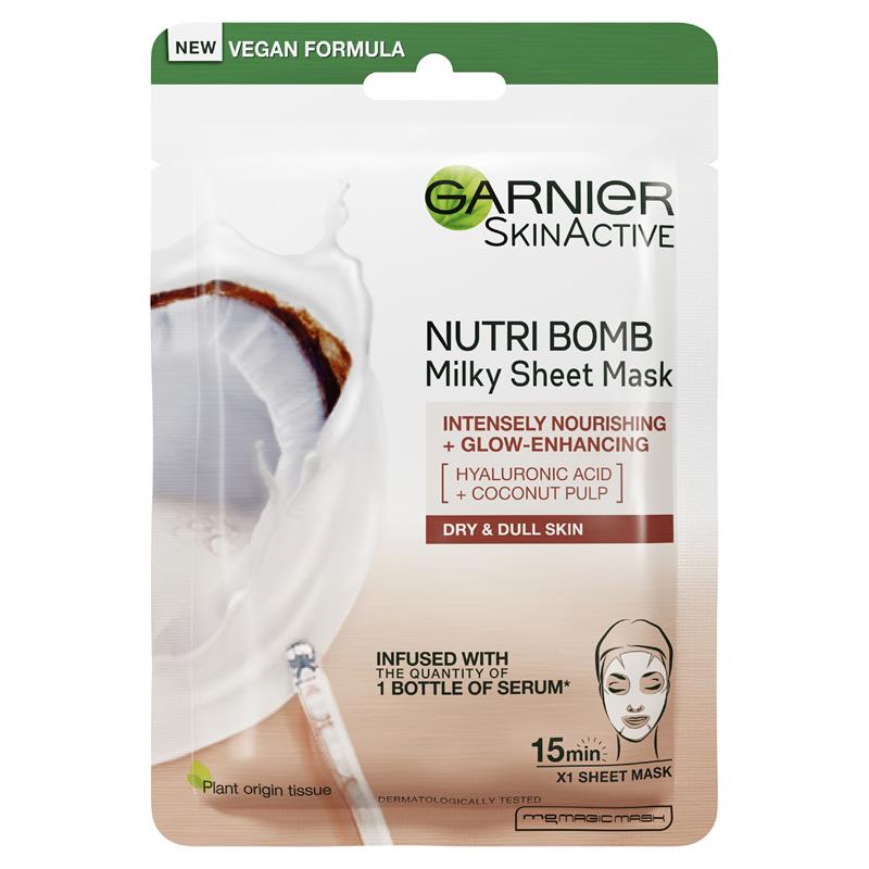 Load image into Gallery viewer, Garnier Nutri Bomb Milky Sheet Mask Hyaluronic Acid +  Coconut Milk

