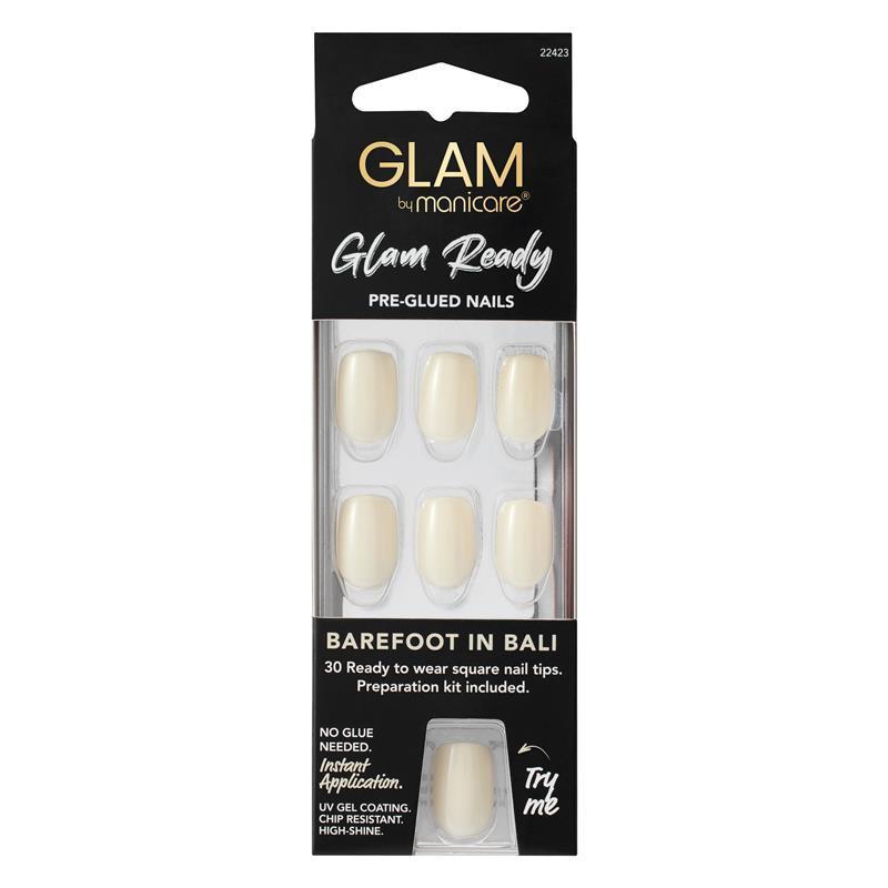 Load image into Gallery viewer, Glam By Manicare Glam Ready Pre-Glued Nails Barefoot In Bail 30 Pieces
