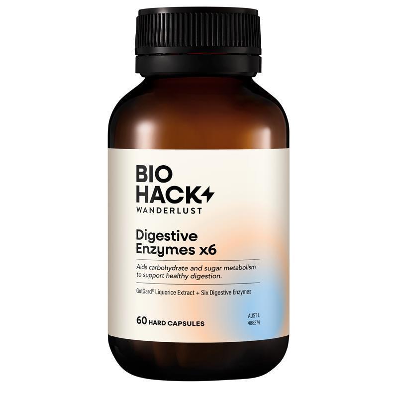 Load image into Gallery viewer, BioHack Wanderlust Digestive Enzymes x6 60 Capsules
