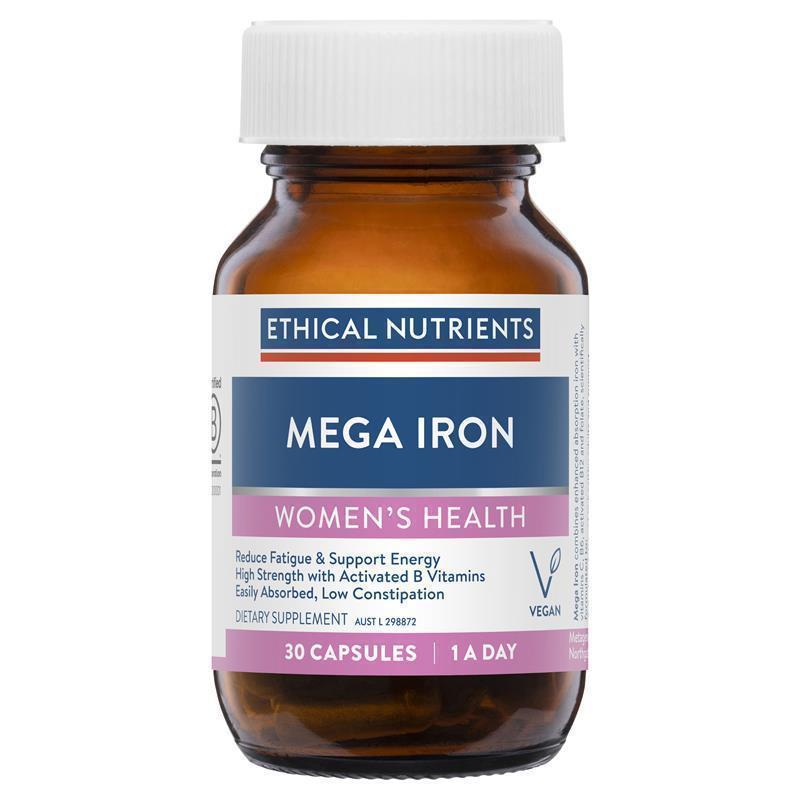 Load image into Gallery viewer, Ethical Nutrients Mega Iron with Activated B Vitamin 30 Capsules
