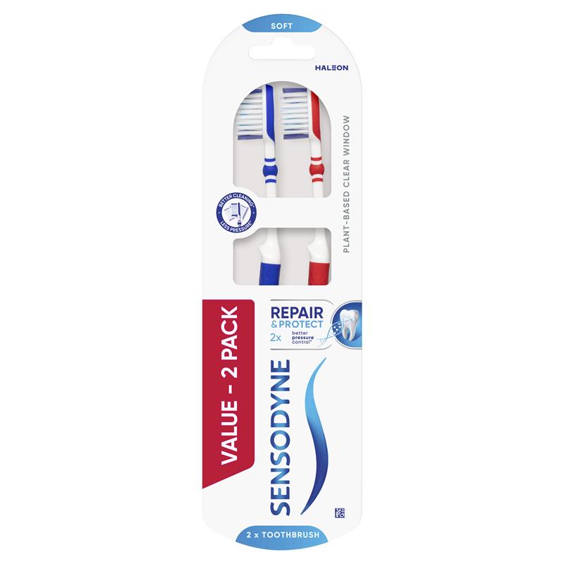 Load image into Gallery viewer, Sensodyne Sensitive Teeth Repair &amp; Protect Toothbrush 2 pack
