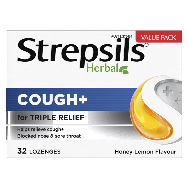 Load image into Gallery viewer, Strepsils Herbal Cough Lozenges Honey Lemon 32 Pack
