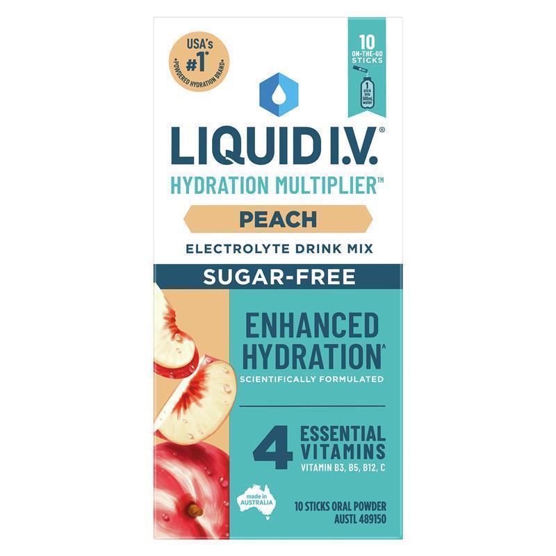 Load image into Gallery viewer, Liquid IV Hydration Sugar Free Peach 10 Sachets
