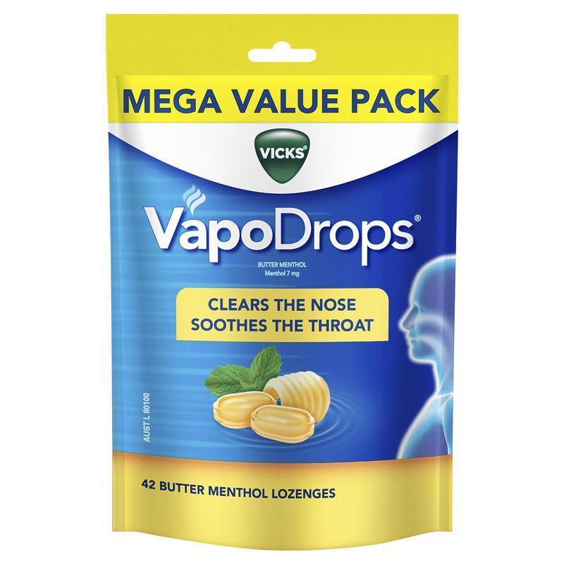 Load image into Gallery viewer, Vicks VapoDrops Butter Menthol 42 Lozenges
