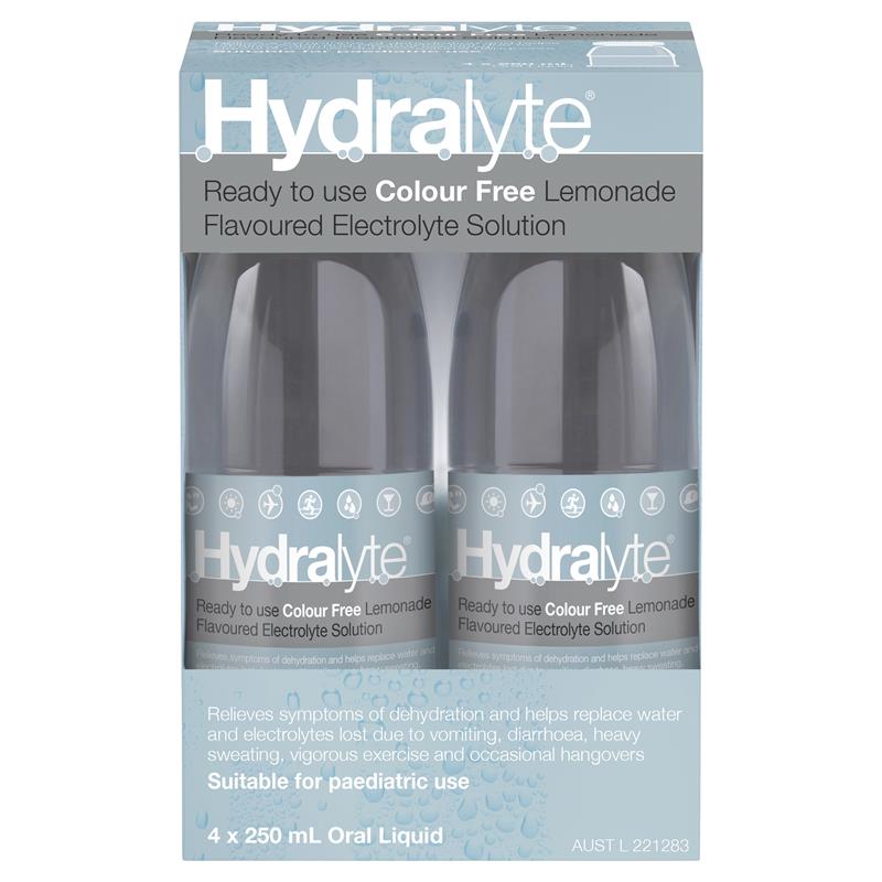 Load image into Gallery viewer, Hydralyte Liquid Colour Free Lemonade Flavoured (4x250ml) Solution
