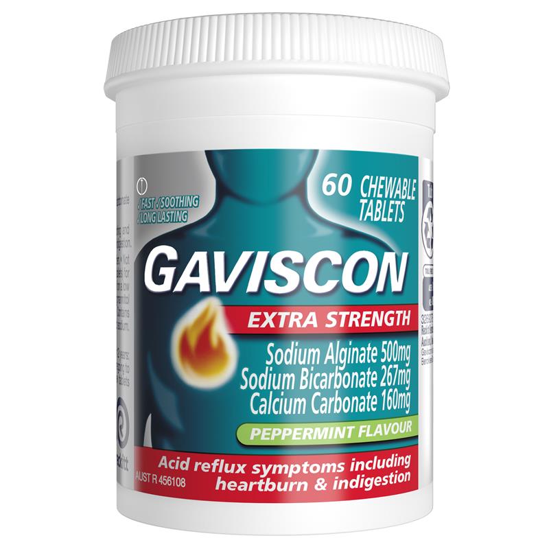 Load image into Gallery viewer, Gaviscon Extra Strength Peppermint 60 Chewable Tablets

