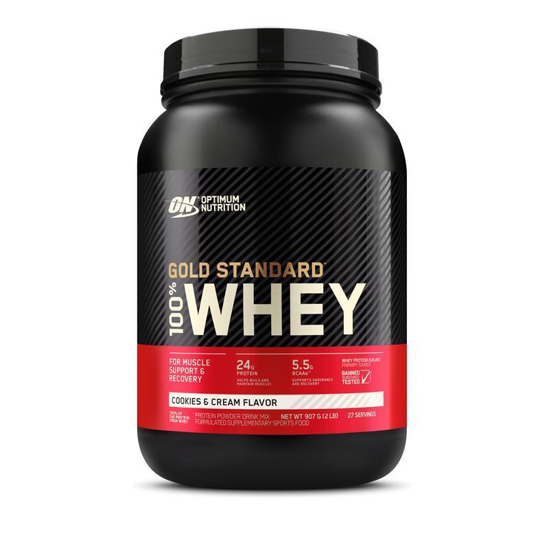 Load image into Gallery viewer, Optimum Nutrition Gold Standard 100% Whey Cookies &amp; Cream 907g
