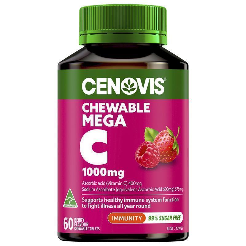 Load image into Gallery viewer, Cenovis Chewable Mega Vitamin C 1000mg Berry 60 Tablets
