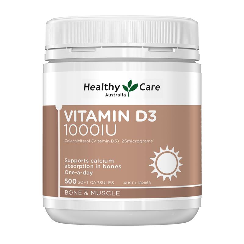 Load image into Gallery viewer, Healthy Care Vitamin D3 1000IU 500 Capsules
