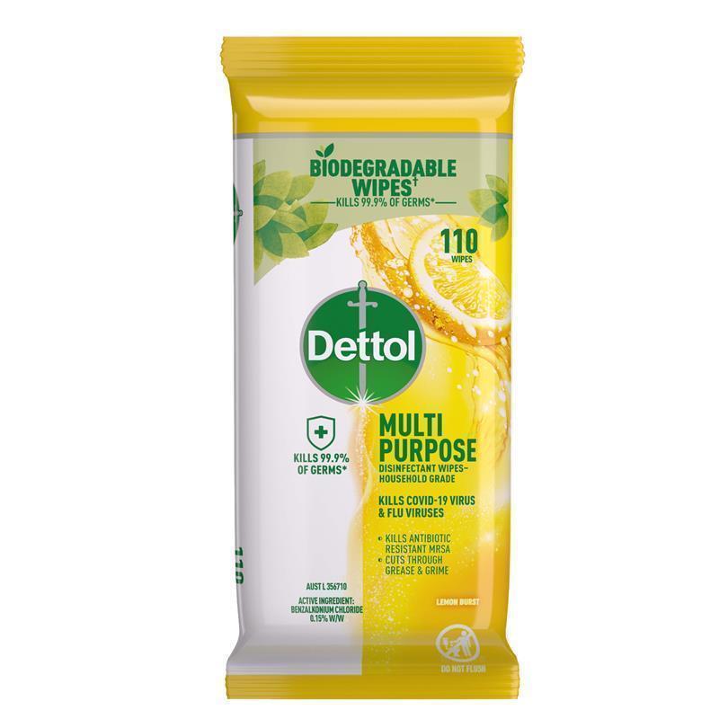 Load image into Gallery viewer, Dettol Multipurpose Wipes Lemon Burst 110 Pack
