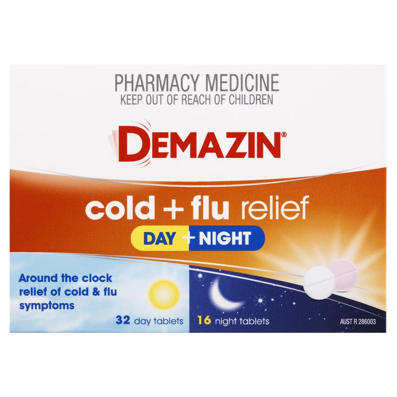 Load image into Gallery viewer, Demazin Cold &amp; Flu Relief Day + Night 48 Tablets
