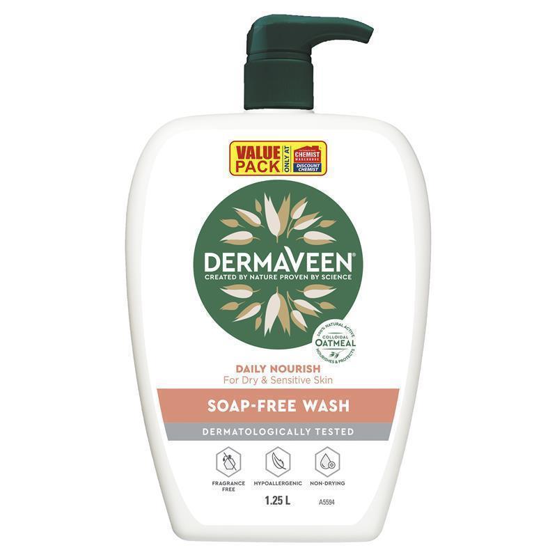 Load image into Gallery viewer, DermaVeen Daily Nourish Soap Free Wash 1.25L Exclusive Size
