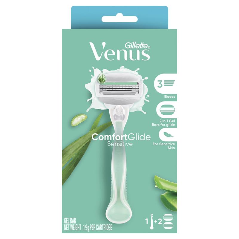 Load image into Gallery viewer, Gillette Venus ComfortGlide Sensitive Razor Handle + 2 Blades
