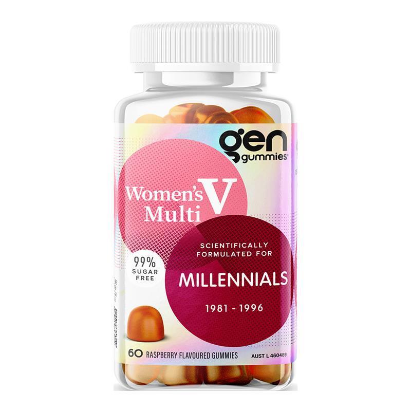 Load image into Gallery viewer, GEN Millennial Gummies Women's Multivitamin Raspberry 60 Pack
