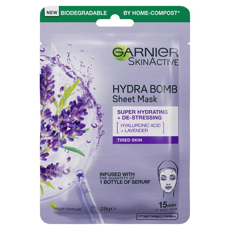 Load image into Gallery viewer, Garnier Hydra Bomb Hyaluronic Acid + Lavender Sheet Mask
