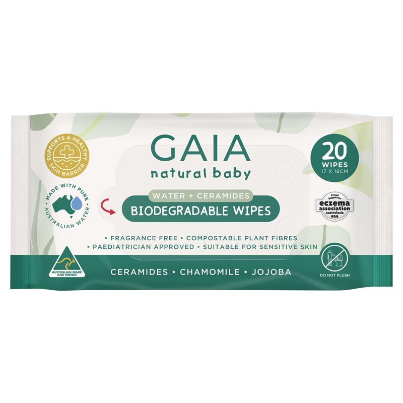 Load image into Gallery viewer, GAIA Biodegradable Water Wipes 20 Pack
