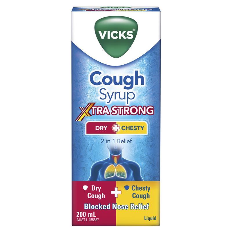 Load image into Gallery viewer, Vicks Cough Syrup Xtra Strong Dry + Chesty 200ml
