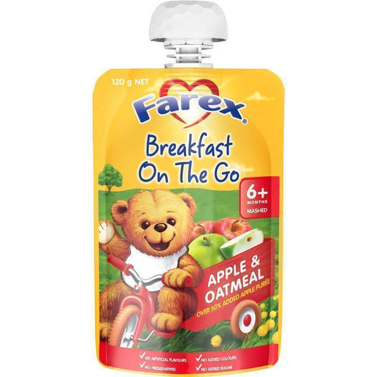 Farex Breakfast On The Go Apple & Oatmeal 6 months+ 120g Pouch