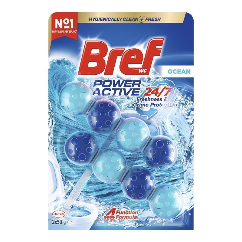 Load image into Gallery viewer, Bref Power Active Toilet Cleaner Ocean Breeze Twin Pack 100g

