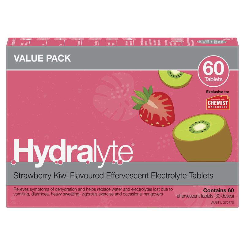 Load image into Gallery viewer, Hydralyte Electrolyte Effervescent Strawberry Kiwi 60 Tablets Exclusive Size
