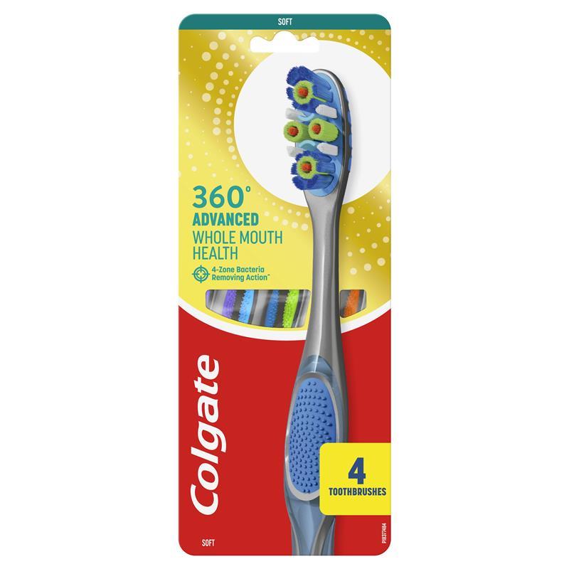 Load image into Gallery viewer, Colgate Toothbrush 360 Degree Advanced Whole Mouth Health Soft 4 Pack
