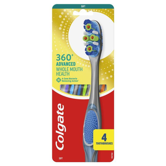 Colgate Toothbrush 360 Degree Advanced Whole Mouth Health Soft 4 Pack
