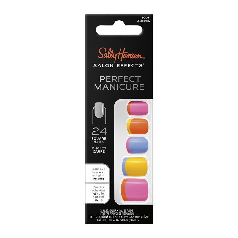 Load image into Gallery viewer, Sally Hansen Salon Effects Perfect Manicure 24 Square Press On Nails Block Party
