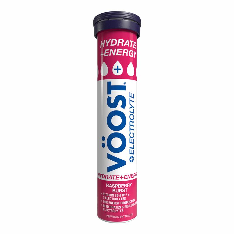 Load image into Gallery viewer, Voost Hydrate + Energy Raspberry Burst Effervescent Tablets 12 Pack
